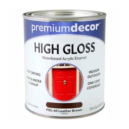 General Paint Premium Dcor Waterborne Acrylic Enamel, Gloss Finish, Leather Brown, Quart - 796844